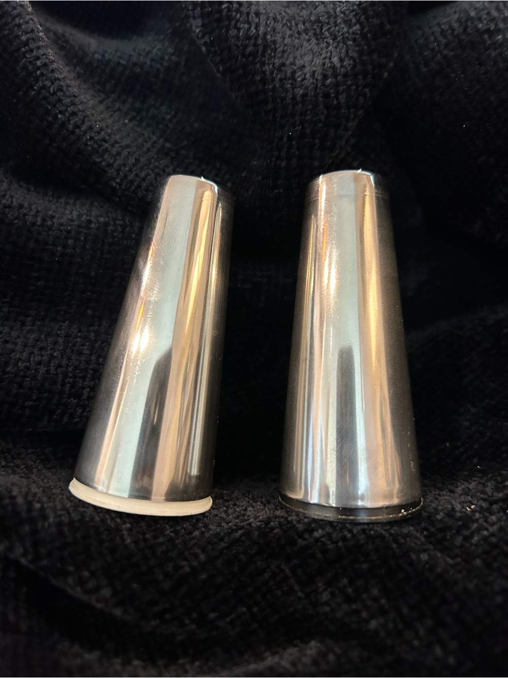 Stainless Steel Tapered Salt & Pepper Shakers - Polished Silver